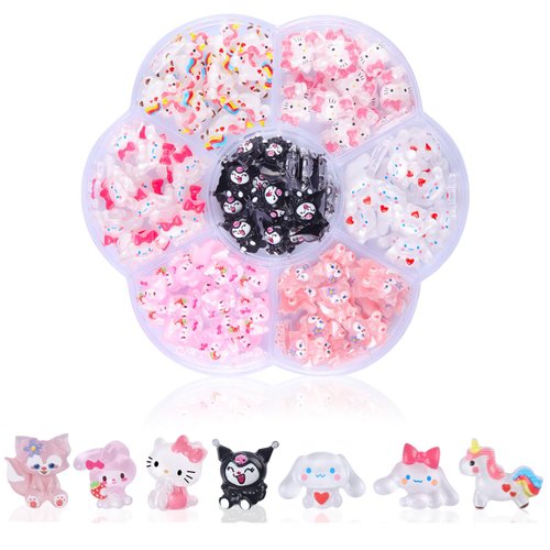 CDBOVID 140 Pcs Nail Charms,7 Styles 3D Slime Charms Nail Decorations Flatback Resin Charm for DIY Nail Art Decorations Supplies,Hair Clips,Refrigerator Magnets,Jewelry and Phone Cases Etc