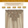 Loxxy Blonde Clip in Extensions Real Human Hair Natural Invisible Clip Hair Extensions Ash Blonde Mix Bleach Blonde 16Inch 120g 7pcs P18/613 Doubl Weft Human Clip in Hair Extensions