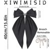 XIWIMISID Big Bow Hair Clips for Women And Girls Cute Hair Accessories Silky Satin Bows Barrettes Oversized Long Tail Ribbons Metal Hairpin 2pcs (black+white)