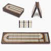 JstFrU Wooden Cribbage Board Game Set,Solid Wood 3 Track Cribbage Board,Magnetic Storage for 9 Metal Pegs,Deck of Playing Cards,Fun Table Game,Game Night, Travel (Instruction Included)