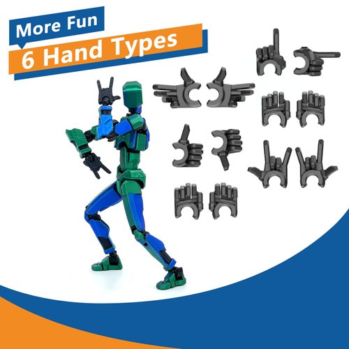 【Assembled】 T13 Action Figure Set, Giant Sword Titan 13 Robot Action Figure 3D Printed robo 13 Action Fidget Toys Dummy Figure Articulated, T13 for Collectors Desktop Decorations (Laser Green)