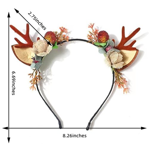 Christmas Headbands Xmas Deer Leopard Cat Hair Hoop Cute Reindeer Antlers Headband Flower Mulberry Elk Headpiece Deer Horn Ears Headdress Decoration Holiday Costume Headwear Christmas Hair Accessory