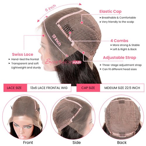 13X6 HD Lace Frontal Wigs 150% Density Body Wave Transparent Lace Front 20Inch Real Human Hair for Women #1B Brazilian Virgin Hair Glueless Lace Wig Curly Wave Pre Plucked with Baby Hair