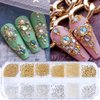 3D Nails Art Metal Charms Gold Nail Micro Caviar Beads Nail Studs for Women Rivet Nail Art Jewels Decoration Pixie Crystal for Nails Rhinestones Kit Professional Manicure Supplies