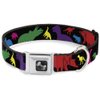Buckle-Down Seatbelt Buckle Dog Collar - Dinosaur Silhouette Black/Multi Color - 1.5" Wide - Fits 16-23" Neck - Medium