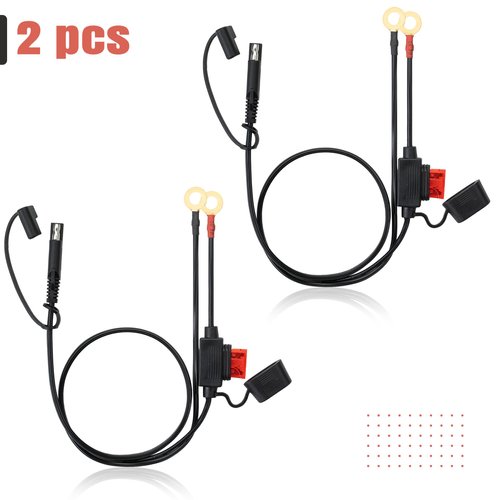Bates- SAE Battery Connector, 2 Pack, 2 FT, SAE to O Ring Terminal Harness, 2 Pin Battery Connector, SAE Connector, Battery Quick Connect, SAE Extension Cable, Battery Cable Connector, SAE Adapter