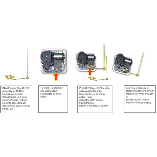 Creative Hobbies E240 Spring Loaded Plunger Style On/Off Assembly for 18 Note Wind up Music Box M...