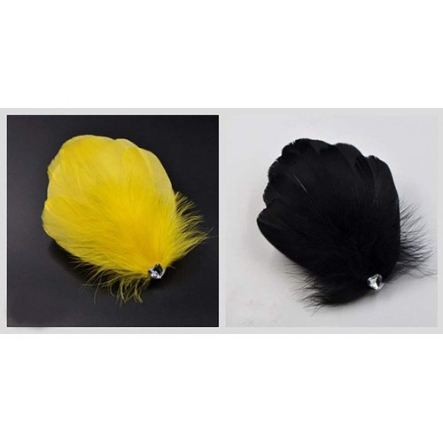 2PCS Girls Heart-shaped Feather Hair Clip Headpiece Party Hairpins Hair Barrettes Hair Accessory Bridal Wedding Feather Fascinator (Black)