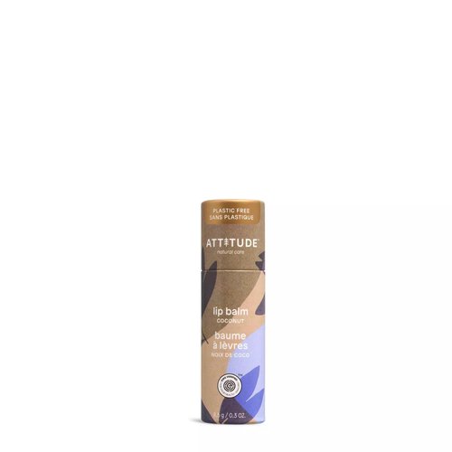 ATTITUDE Plastic-free Lip Balm, EWG Verified Plant- and Mineral-Based Ingredients, Vegan and Cruelty-free Personal Care Products, Coconut, 0.3 Oz