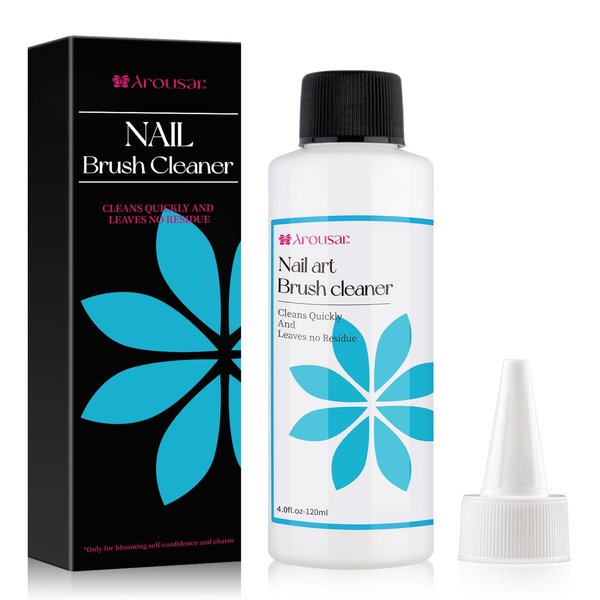 Arousar Nail Brush Cleaner, 120ml Acrylic Brush Cleaner for Nail Art Brushes, Liquid Gel Nail Polish Brush Cleaner for Nails Brush Cleaning