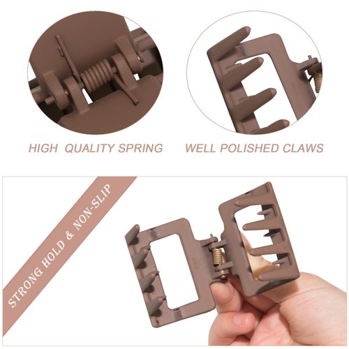 PACTIV 4 PCS Hair Clips Hair Claw Clips 2" Matte Hair Clips for Thick Hair Square Claw Clips Hair Claw for women Thick Hair NEW 1 count (Pack of 4) MULTI