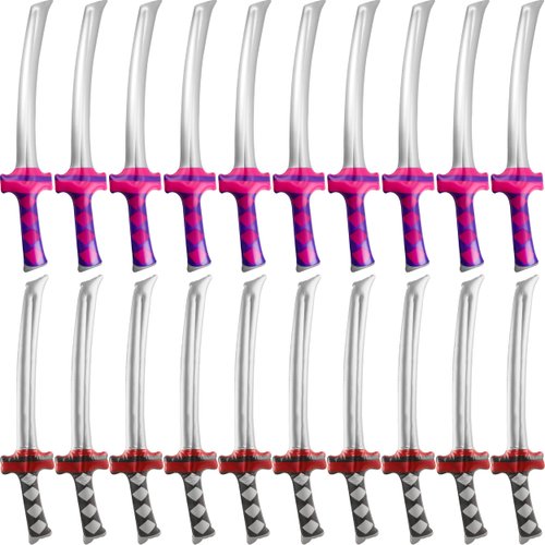 Fahacop 20 Pack 30 Inch Inflatable Katana Blow up Ninja Swords Inflatable Samurai Swords for Ninja Theme Birthday Cosplay Pool Party Supplies, 2 Colors