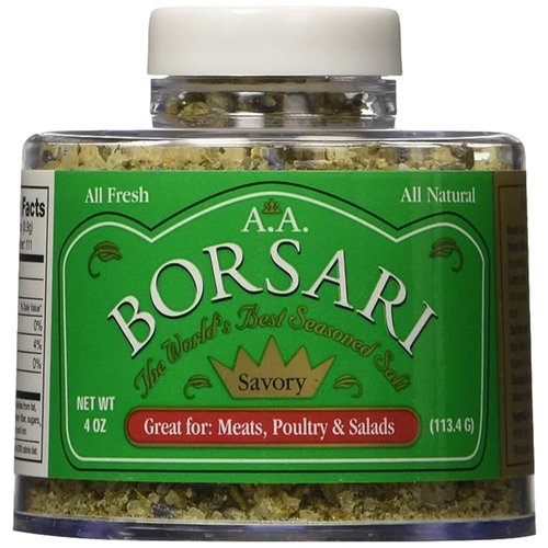 Borsari Savory Seasoned Salt Blend - Gourmet Sea Salt With Fresh Herbs and Spices - Gluten Free All Natural Keto Friendly All Purpose Seasoning With Thyme and Lavender - 4 oz Shaker Bottle