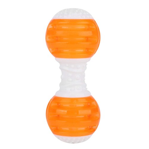 Dog Molar Toy, Pet Toy Dumbbell Dog Fetch Toy, Outdoor Barbell Dog Toy, Puppy Chew Toys for Teething Puppy Supplie for Small and Medium Dog Teeth Cleaning, Cats, Orange