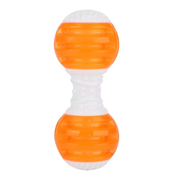 Dog Molar Toy, Pet Toy Dumbbell Dog Fetch Toy, Outdoor Barbell Dog Toy, Puppy Chew Toys for Teething Puppy Supplie for Small and Medium Dog Teeth Cleaning, Cats, Orange