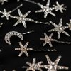 5 PCS Stars Hair Bobby Pins for Women Silver Gold Snowflake Hair Clip Crystal Rhinestones Hair Accessories for Holiday Wedding Birthday Bridal Prom Hairpin