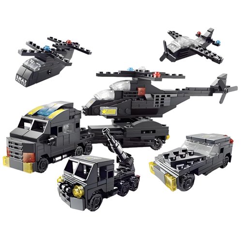 WULOBOOI 6 in 1 City Police Trailer Cars Building Set, Police Chase Vehicle SWAT Building Blocks Toy with Tow Truck, Birthday Gift for Kids Boys Age 6 7 8-12