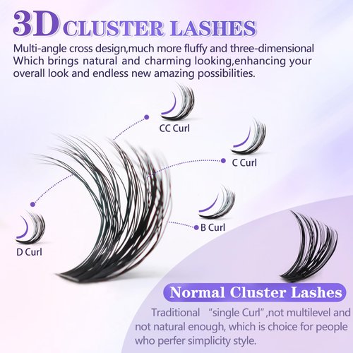 3D Effect Qeelasee fluffy lash clusters Eyelash Extensions 80D DIY Individual Eye Lashes Natural 240pcs Mix9-16mm Easy For Beginner At Home