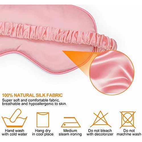 YEMIANJU Sleep Eye Mask with Elastic Strap Headband Lightweight Comfortable Soft Silk Like for Men Women Traveling (Pink)