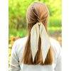 LFOUVRE 3PCS Hair Scarf Scruncheis for Women Knotted Bow Hair Ties Elastic Bands Satin Hair Ribbon Scrunchy Red Ponytail Holder for Women and Girls (Camel Apricot Ivory)