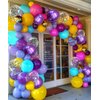 300 Pcs Mermaid Balloons Set, 12 Inches Purple Metallic Purple Teal Hot Pink Yellow Latex Balloons and Confetti Balloons for Birthday Mermaid thematic Party Decoration
