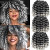2X Ringlet Wand Curl Jamaican Bounce 3 Packs Silver Grey 8 inch Synthetic Crochet Hair Extensions Short Crochet Braiding Hair 20 Roots (#Ombre Silver Gray)