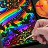 Incraftables Rainbow Scratch Paper Set. Magic Notes Kit with 30pcs Scratch Art Paper, 5pcs Wooden Stylus & 4pcs Drawing Stencils. Black Scratch Off Paper for Kids. Best Scratch Pad for Drawing & Craft