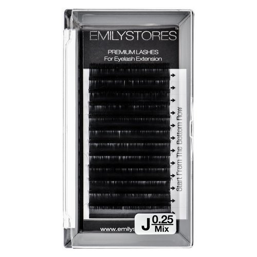EMILYSTORES Eyelash Extensions 0.25mm Thickness J Curl 8-14mm Length Volume Individual Semi-Dull Black Eyelashes For Salon Lash Bar Eye Lash Extensions (8-14MM Mixed)