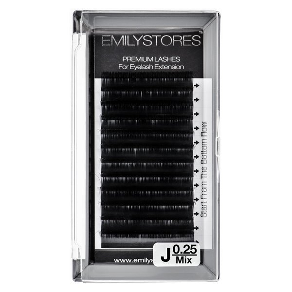 EMILYSTORES Eyelash Extensions 0.25mm Thickness J Curl 8-14mm Length Volume Individual Semi-Dull Black Eyelashes For Salon Lash Bar Eye Lash Extensions (8-14MM Mixed)