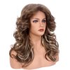 Baiansyy 70s Feathered Wigs Disco Wigs for Women Synthetic Hair 70th Wig Heat Resistant Fibre Hair Full Wigs for Halloween Retro Cosplay Costume Daily Party Wig (Brown Hightlight)
