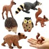Gemini&Genius Woodland Animal Toys, 6Pcs Forest Animal Toy Figures with Bear, Hedgehog, Deer, Raccoon, Squirrel and Owl, North American Wildlife Great Cake Toppers for Baby Shower and Gifts for Kids
