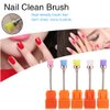 Dioche 5pcs Nail Polish Grind Drill Clean Brush, Nail Polish Clean Brush Head, Nail Drill Bit Set Cleaning Brushes for Electric Nail Drill Machine Nail Dust Remover
