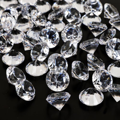 OUTUXED 300pcs 0.8inch Clear Diamonds Vase Filler for Crafts, Acrylic Fake Gems Crystals for Wedding Table Scatters Party Decorations with Velvet Pouch