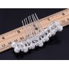 Alilang Silvery Tone Crystal Rhinestone Simulated Pearl Bar Bridal Hair Comb