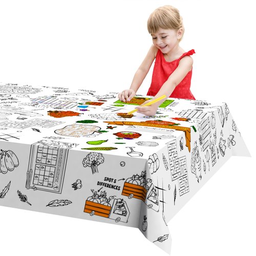 FUN LITTLE TOYS Thanksgiving Tablecloth Rectangle Tablecloth, Thanksgiving Decorations Party Favors for Kids