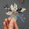 EASEDAILY Leaf Bridal Hair Comb Gold Crystal Hair Pieces Bead Wedding Hair Accessories for Brides and Women
