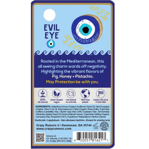 Crazy Rumors Happy Juju All Natural, Plant-Based Lip Balm with Organic Shea & Jojoba 1 Pack (Evil Eye)