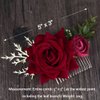 Fangsen Wedding Rose Flower Hair Comb Bridal Headpiece Floral Hair Accessories for Brides and Bridesmaids (Deep Red 02)
