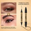 2 in 1 Microblading Eyebrow Pen & Liquid Eyeliner Pen, New Microblading Eyebrow Pen Tattoo Pencil 4 Fork Tip with Eyeliner Pen, Natural Looking Waterproof Eyebrow Pencil (02# Dark Brown)