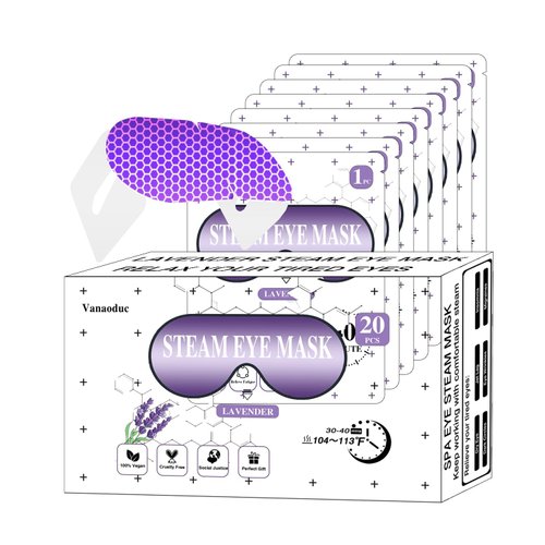 VANAODUC Steam Eye Masks for Dry Eyes, Heated Eye Mask Reduce Puffiness & Dark Circles, Hydrate & Soothe Tired Eyes, Travel Essentials, Business Trip, Party Favors, Lavender 20 Packs