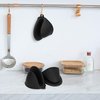 tifanso Silicone Oven Mitts Pot Holders Sets for Kitchen Heat Resistant Small Kitchen Mittens Rubber Air Fryer Mitts Mini Pot Pinch Grip for Cooking and Baking 1 Pair (Black)