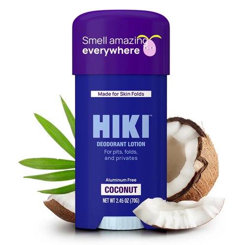 HIKI Whole Body Deodorant Cream for Underarms, Skin Folds + Private Parts Deodorant. Aluminum-Free, Talc Free, & Designed For Sensitive Skin -NEW FORMULA- (Coconut - 1 Pack)