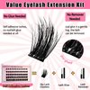 Self Adhesive Lash Clusters Kit Flu-ffy 8-16mm No Glue Lashes Press On Lashes, 60 Pcs Glueless DIY Eyelash Extensions Kit Pre Bonded Lash Clusters with Eyelash Curler and Lash Tweezers(No Glue HG04)
