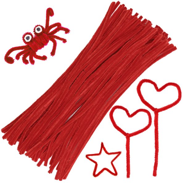 60 Pieces Red Pipe Cleaners, Christmas Craft Pipe Cleaners,Pipe Cleaners Chenille Stem,Pipe Cleaners Bulk,Art Pipe Cleaners for Creative Home Decoration Supplies Arts and Crafts Project