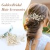 inSowni 17 Pieces Gold Metal Rhinestone Pearl Wedding Bridal Hair Side Comb Slides+U-shaped Flower Hair Pins+Pearl Twist Spiral Hairpins for Brides Bridesmaids Women Girls
