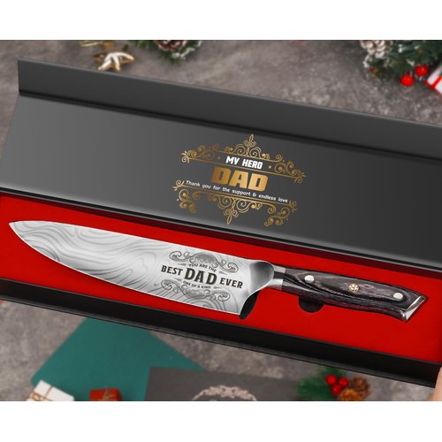 Funistree Gifts for Dad Men, Dads Gifts for Dad, Dad Birthday Gift from Daughter Son Kids, 8 inch Pro German 1.4116 Chef Knife, Christmas Kitchen Knife Gift Set for Best Dad Father