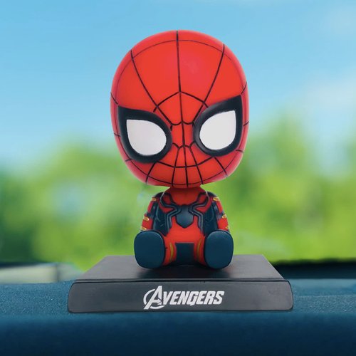 ITUBLE Spiderman Bobbleheads Car Dashboard Decorations Cute Bobblehead Figures Dash Board Decor Auto Doll, Western Anime Car Ornaments Accessories Interior for Men Women Girls Boys with Phone Holder