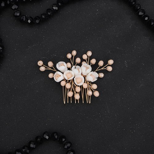 Denifery Flower Bride Wedding Hair Comb Gold Small Side Comb Crystal Bridal Hair Piece Hair Jewelry Bridal Hair Accessories for Women and Girls