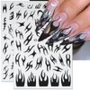 8 Sheets Irregular Flame Nail Art Stickers Metallic Silver Nail Stickers for Nail Art Black White Gold Flame Nail Decals Y2k Nails Stickers Self Adhesive Stickers for Nails Design Women Nail Supplies