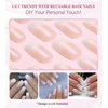 Sqaure Press On Nails Medium - Aegenacess Nude White Ombre Press on Nails, Stick On Nails for Women, Fake Nail with Jelly Stickers, Glue on Nails in 12 Sizes - 24 Nail Kit, Glazed Design